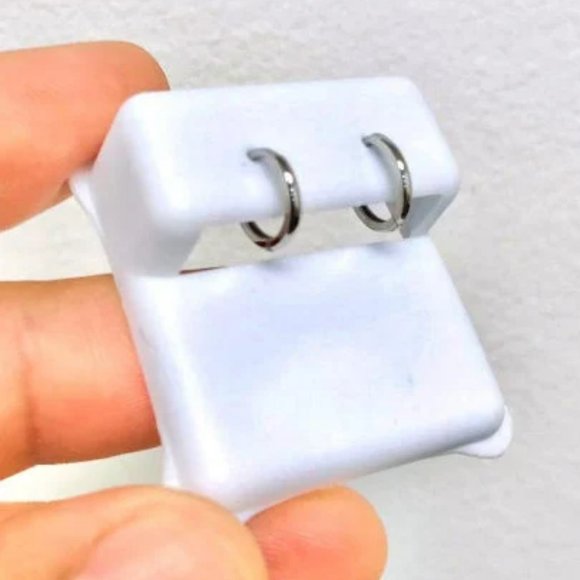 14K White Gold Huggies Hoop Earrings for Womens Mens Dainty Earrings 10x10 Tiny - Picture 3 of 7